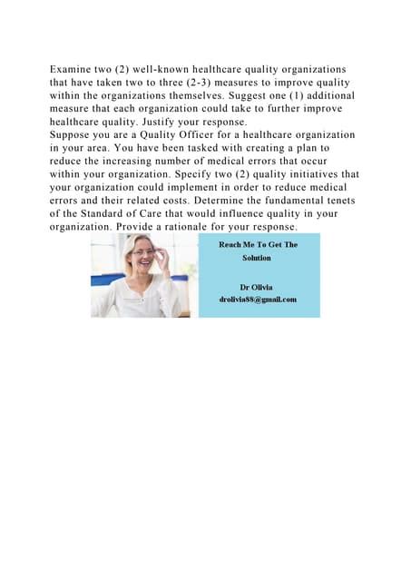 what are two well-known healthcare quality organizations